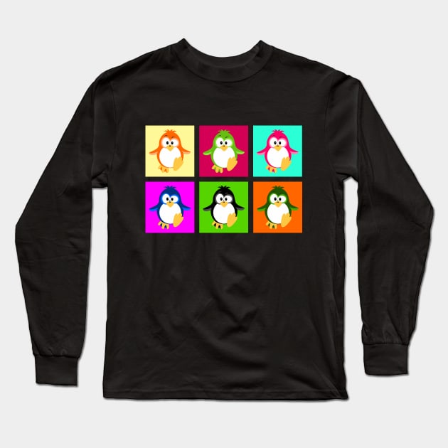 Penguin color Long Sleeve T-Shirt by Frenzy Fox